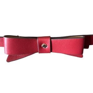 KATE SPADE New York Leather 19mm Bow Belt w/Spade in Dark Red sz M